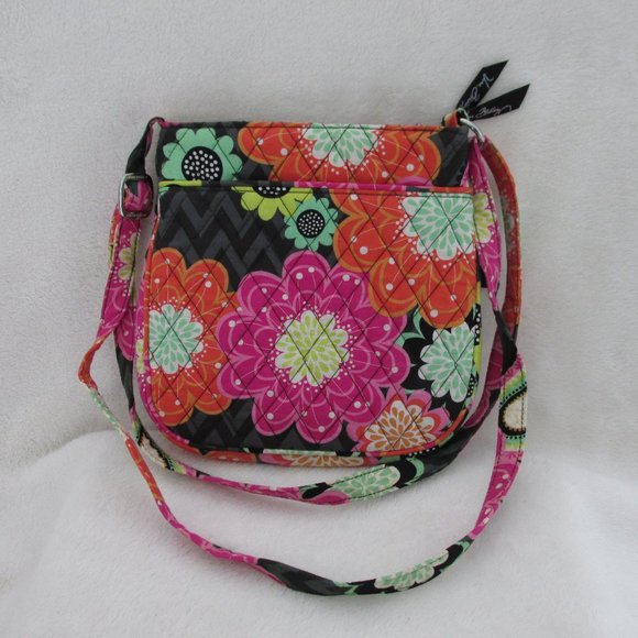Vera Bradley Ziggy Zinnia Floral Double Zip Crossbody Hipster Purse *spots* - Picture 5 of 12